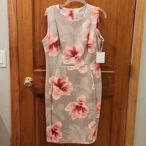 NWT Calvin Klein Sleeveless Sheath Dress, Floral Size 12